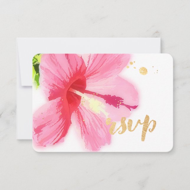 PixDezines hibiscus/floral/rsvp RSVP Card (Front)