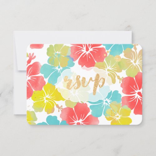 PixDezines hibiscusfloralrsvp RSVP Card