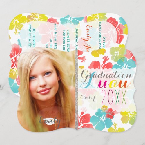 PixDezines hibiscus/2018/Grads/luau 5x7 Paper Invitation Card