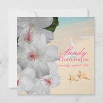 Pixdezines Hibiscus Lei /beach/tropical Wedding Invitation by custom_stationery at Zazzle