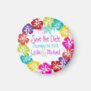 PixDezines hibiscus lei, Save the Date Magnet