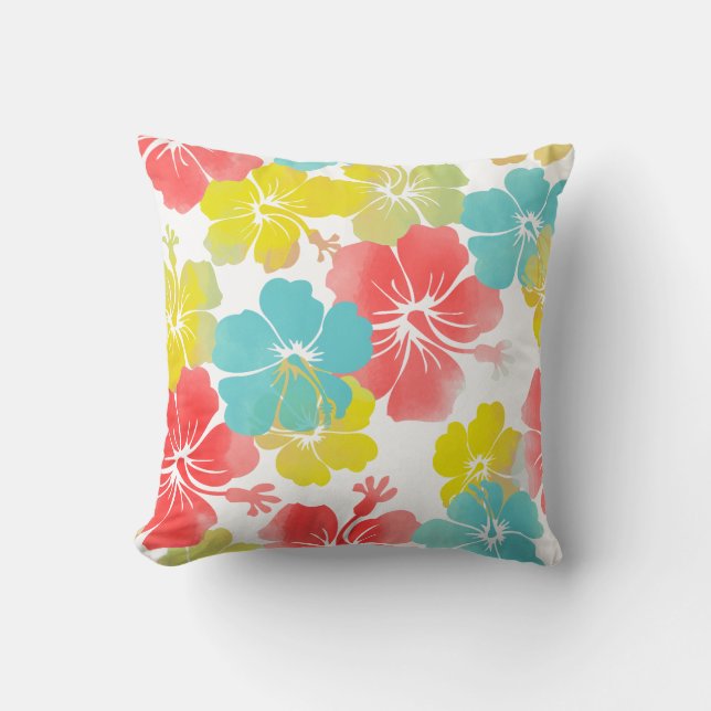 PixDezines hibiscus leis/diy background colors Throw Pillow (Front)