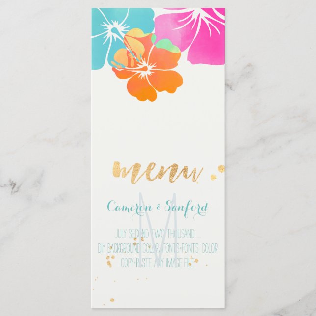 PixDezines Hibiscus Menu/Pink/Blue/Orange Menu (Front)