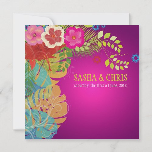 PixDezines Hibiscus+monstera/yellow+fuschia Personalized Invitation