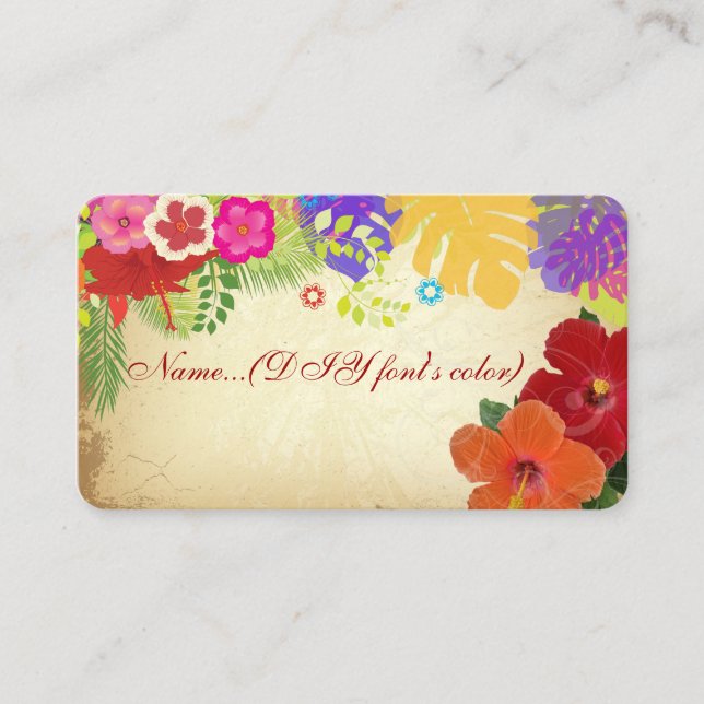 PixDezines hibiscus place cards (biz cards) (Front)