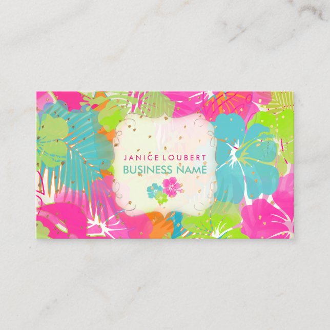 PixDezines hibiscus/rainforest/DIY background Business Card (Front)