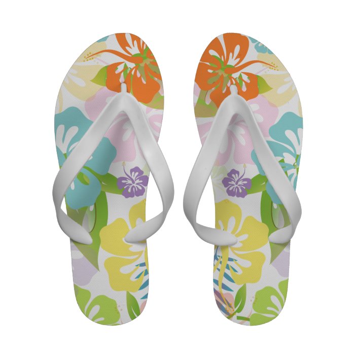 PixDezines hibiscus retro floral Sandals