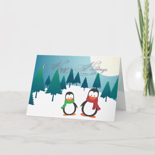 PixDezines Holiday Cards, penguins Card (Front)