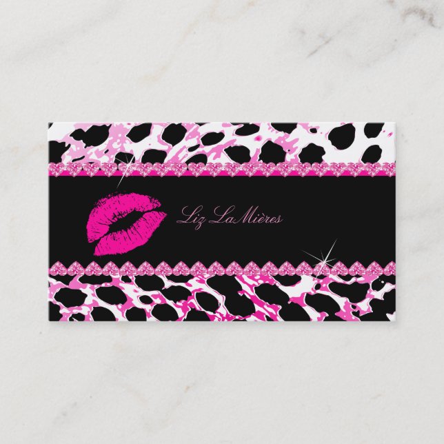 PixDezines hot lips+sassy cheetah Business Card (Front)