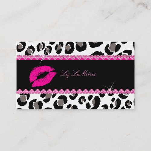 PixDezines hot lips+sassy leopard Business Card Templates