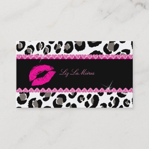 Customizable PixDezines hot lips+sassy leopard Business Card Templates