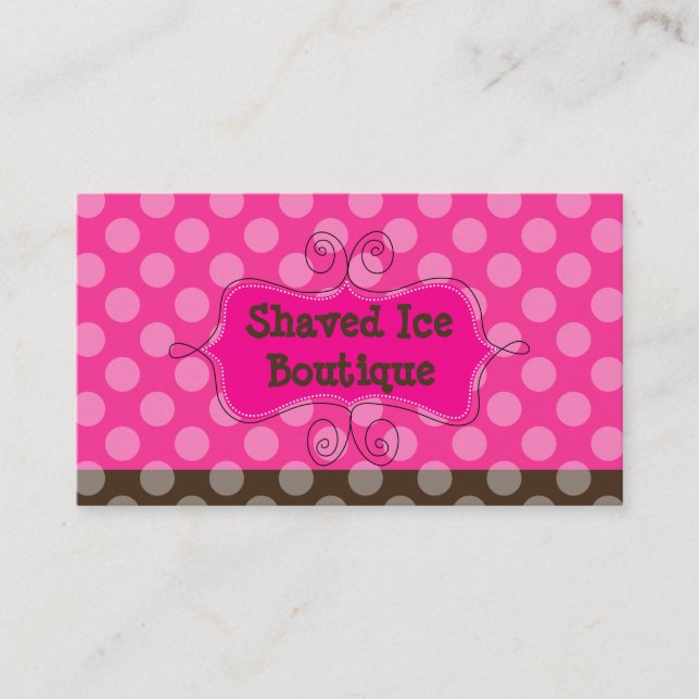 PixDezines Hot Pink + Chocolate Polka Dots Business Card (Front)