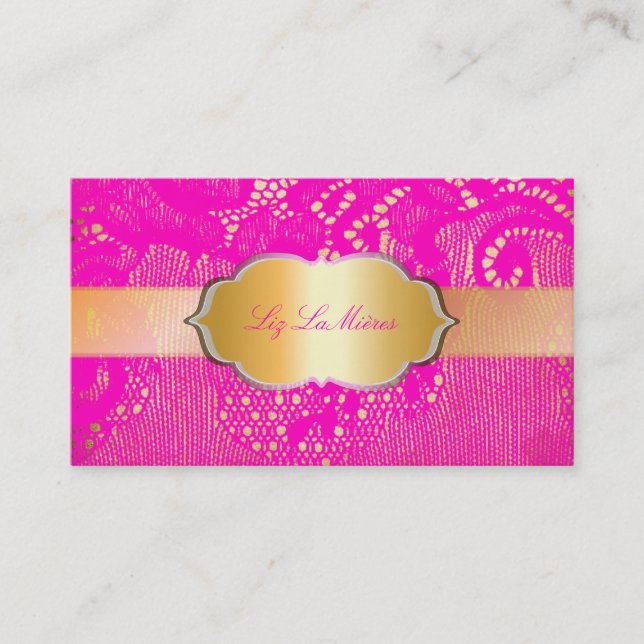 PixDezines HOT PINK LACE Business Card (Front)