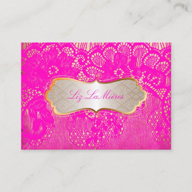 PixDezines HOT PINK LACE Business Card (Front)