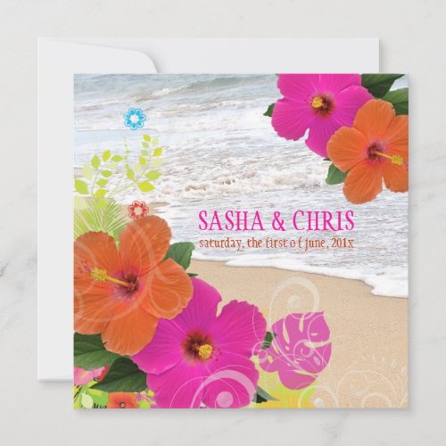 PixDezines hot pink+orange hibiscus+monstera Custom Announcements