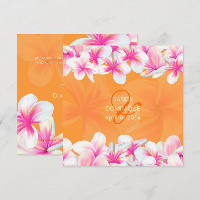 PixDezines hot pink plumeria/DIY background color Invitation (Front/Back)