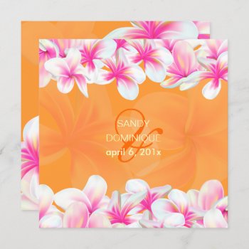 Pixdezines Hot Pink Plumeria/diy Background Color Invitation by custom_stationery at Zazzle