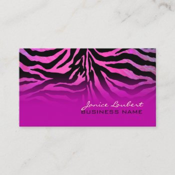 Pixdezines Hot Pink Zebra Business Card by Create_Business_Card at Zazzle