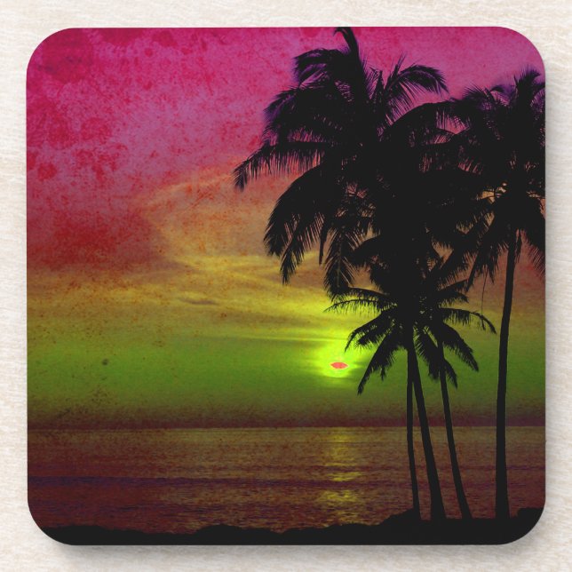 PixDezines hula sunset Beverage Coaster (Front)