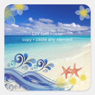 PixDezines Hula Wave/Plumeria/Starfish Square Sticker
