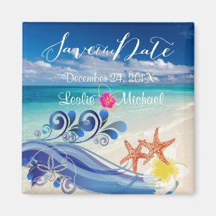 PixDezines hulawaves/beach+plumeria Magnet