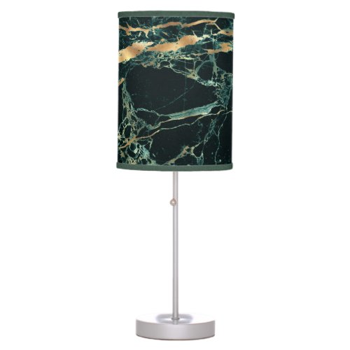PixDezines HUNTER GREEN MARBLEGOLD VEINS Table Lamp