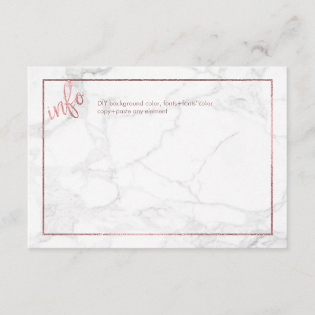 PixDezines INFO CARDS/MARBLE+FAUX ROSE GOLD Enclosure Card (Front)