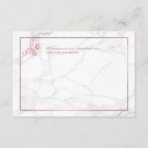 PixDezines INFO CARDSMARBLEFAUX ROSE GOLD Enclosure Card