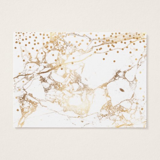 PixDezines Information Cards/Marble /White+Gold (Back)