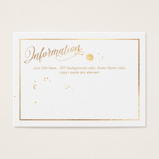 PixDezines Information Cards/Marble /White+Gold (Front)