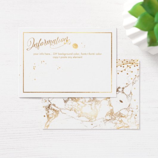PixDezines Information Cards/Marble /White+Gold (Desk)