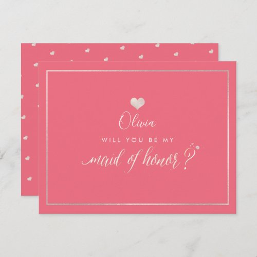 PixDezines Iridescent Blush Pink Maid of Honor Invitation