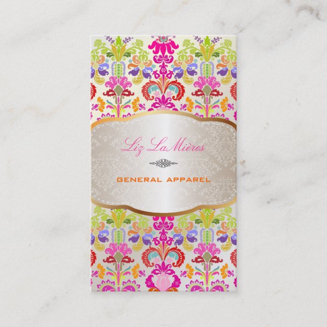 PixDezines isabella damask/multi color Business Card (Front)