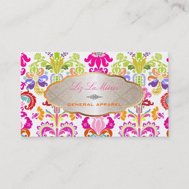 PixDezines isabella damask/multi color Business Card (Front)