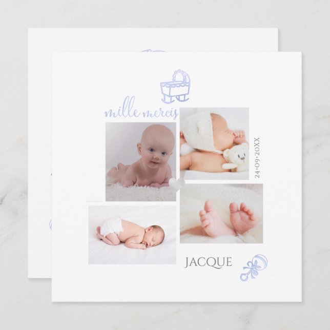 PixDezines Jouets Remerciement Naissance Fille Invitation (Front/Back)