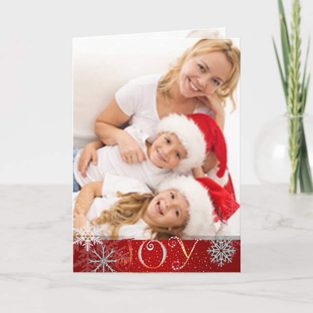 PixDezines joy, snowflakes/DIY color Holiday Card (Front)