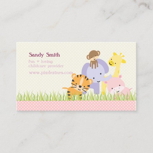 Customizable PixDezines Jungle of Fun Daycare Business Cards
