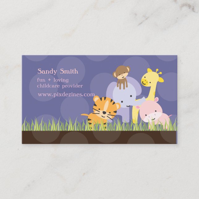 PixDezines Jungle of Fun Daycare, custom color Business Card