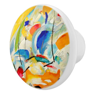 PixDezines Kandinsky 1913 Sea Battle Improv 31 Ceramic Knob