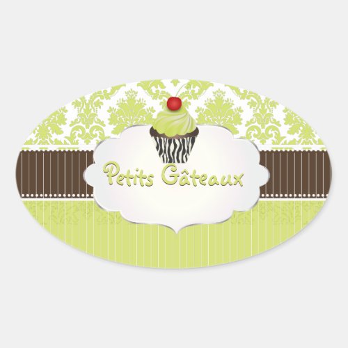 PixDezines key lime cupcakedamaskDIY color Oval Sticker