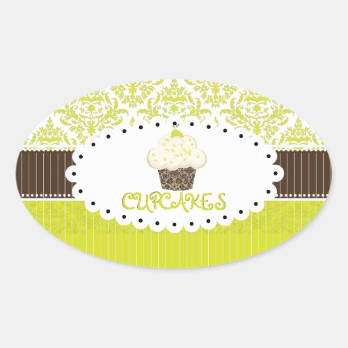 PixDezines key lime cupcakedamaskDIY color Oval Sticker