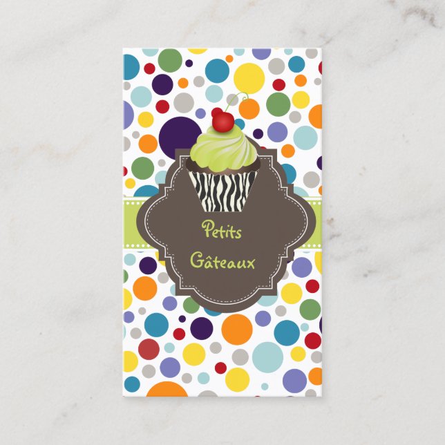 PixDezines keylime swirls cupcake+bubble gums Business Card (Front)