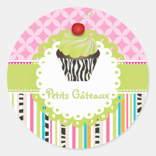 PixDezines keylime swirls cupcakeDIY color Classic Round Sticker