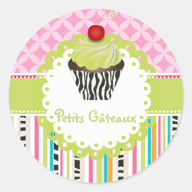 PixDezines keylime swirls cupcake/DIY color Classic Round Sticker (Front)
