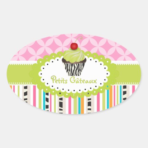 PixDezines keylime  swirls cupcakeDIY color Oval Sticker