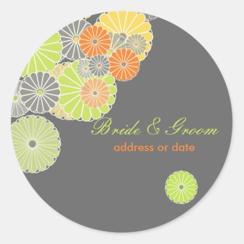 PixDezines Kiku chrysanthemum citrus color Classic Round Sticker