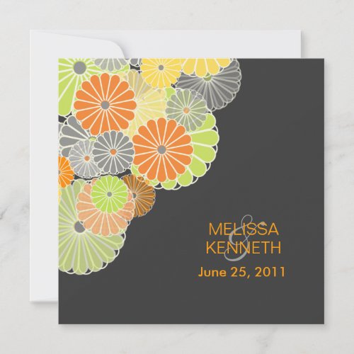 PixDezines Kiku chrysanthemum citrus color Invitation