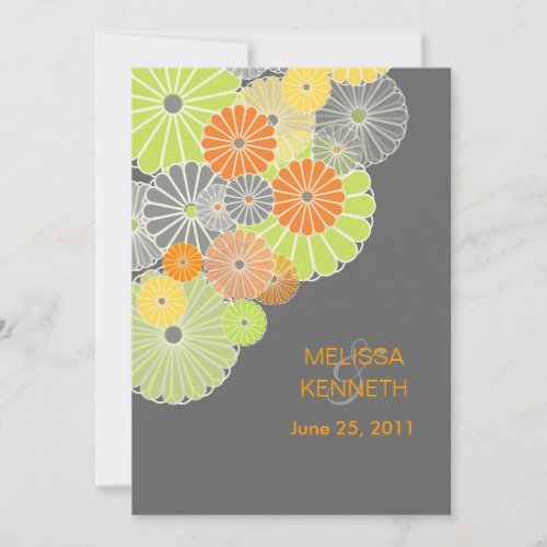 PixDezines Kiku chrysanthemum citrus color Invitation