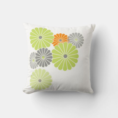 PixDezines kiku limeorangechrysanthemum Throw Pillow