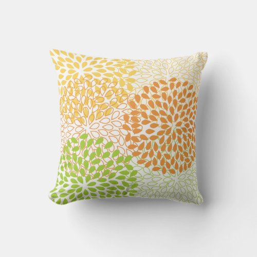 PixDezines kiku limeorangechrysanthemum Throw Pillow